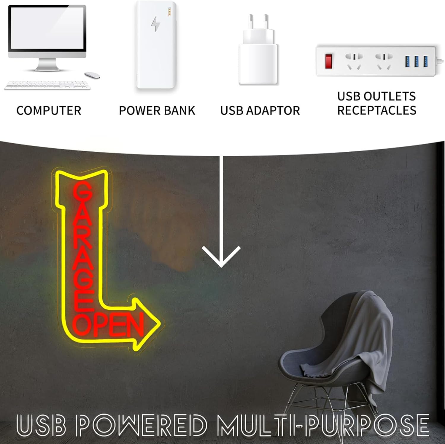    Lampu Neon LED Bertenaga U - Auto Repair Shop Open Today ulasan dan harga